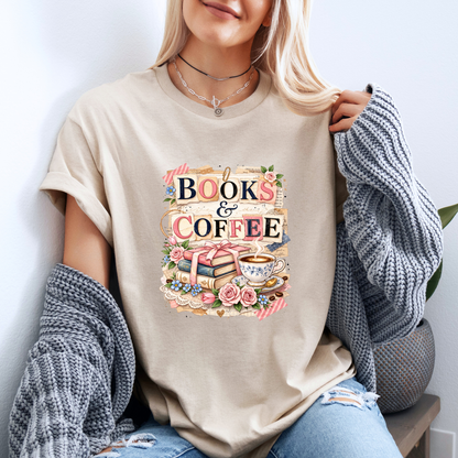 Books & Coffee Lover Graphic T-Shirt 🌸📖