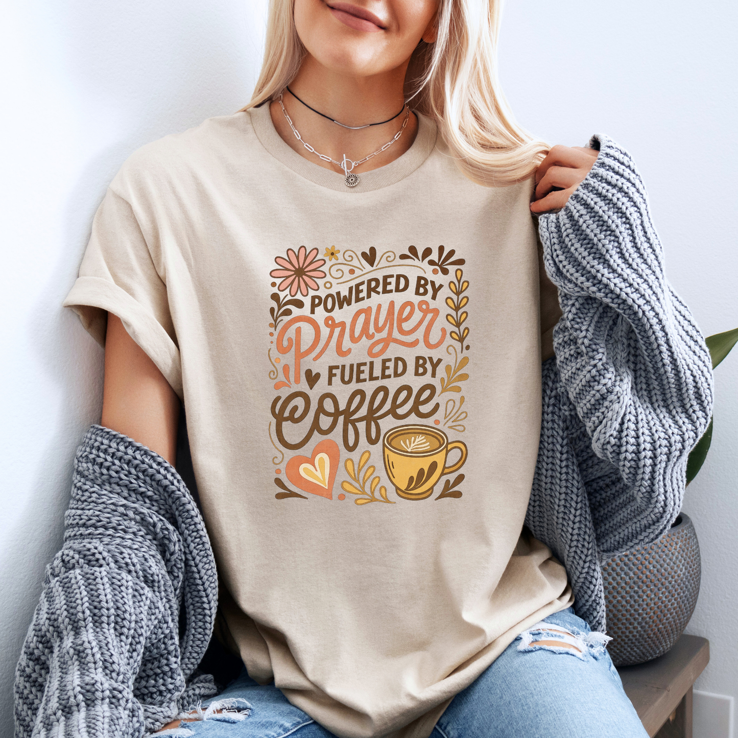 Powered by Prayer Fueled by Coffee T-Shirt ☕🙏💕