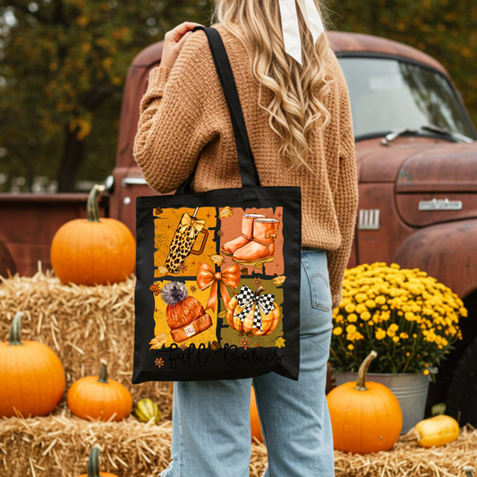Fall Basics Tote Bag – 100% Cotton, Eco-Friendly Autumn Essentials Design