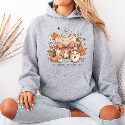 🍂🎀 Sweater Weather Bow Premium Hoodie 🧶✨