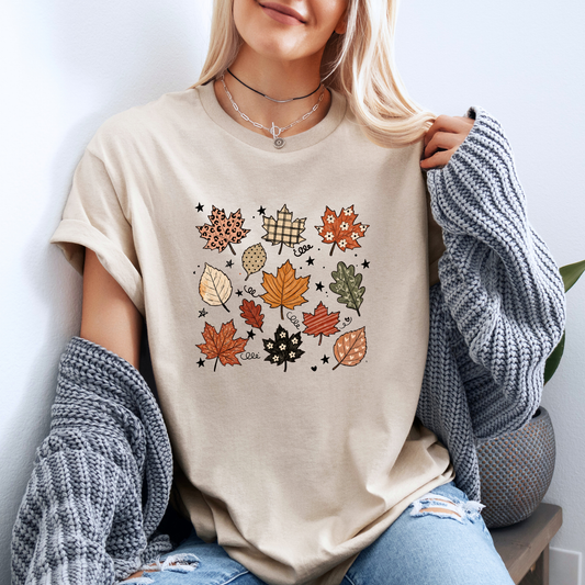 🍂✨ Whimsical Autumn Leaves T-Shirt 🍁🤎🌿