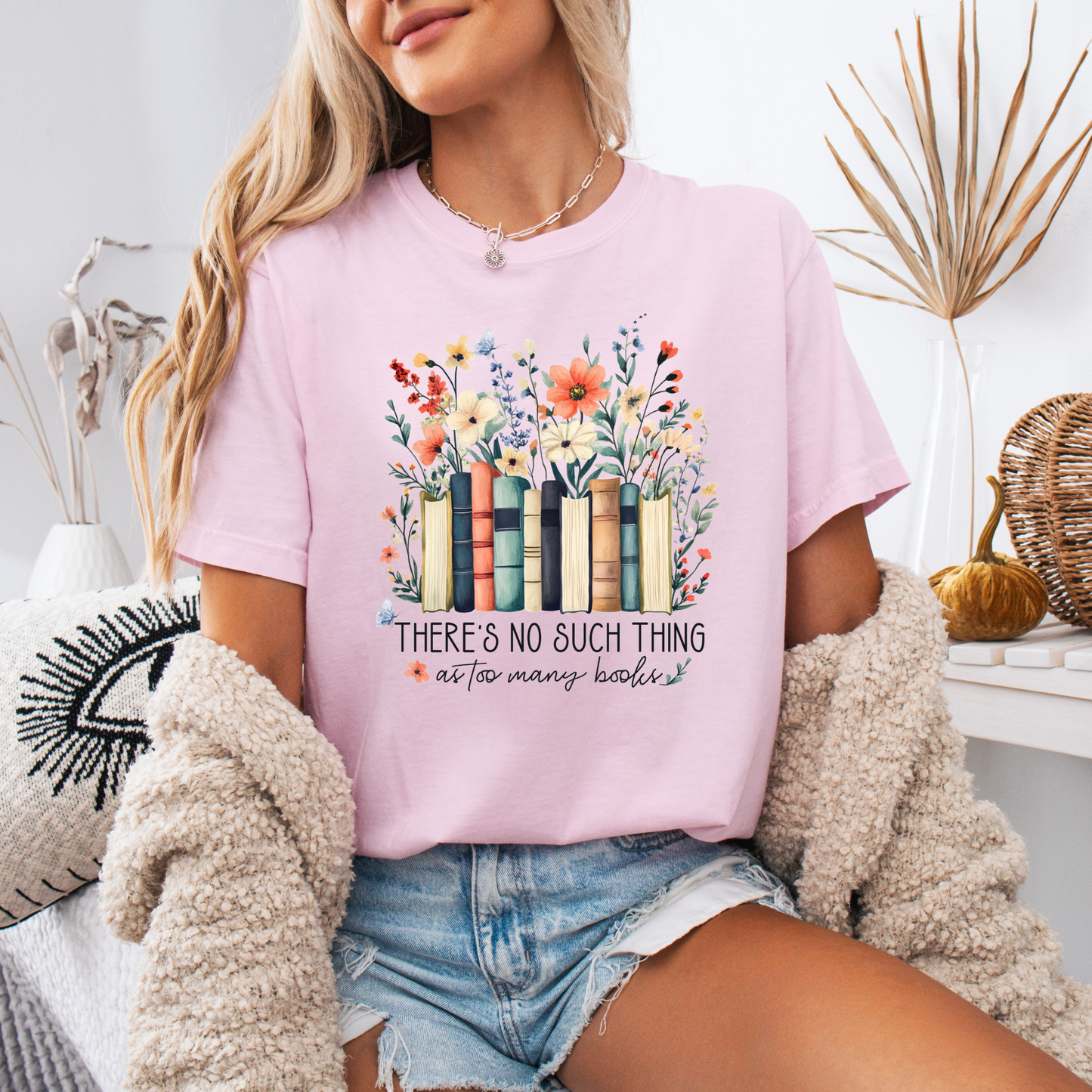 Blossoms and Books  T-shirt 100% Organic Cotton