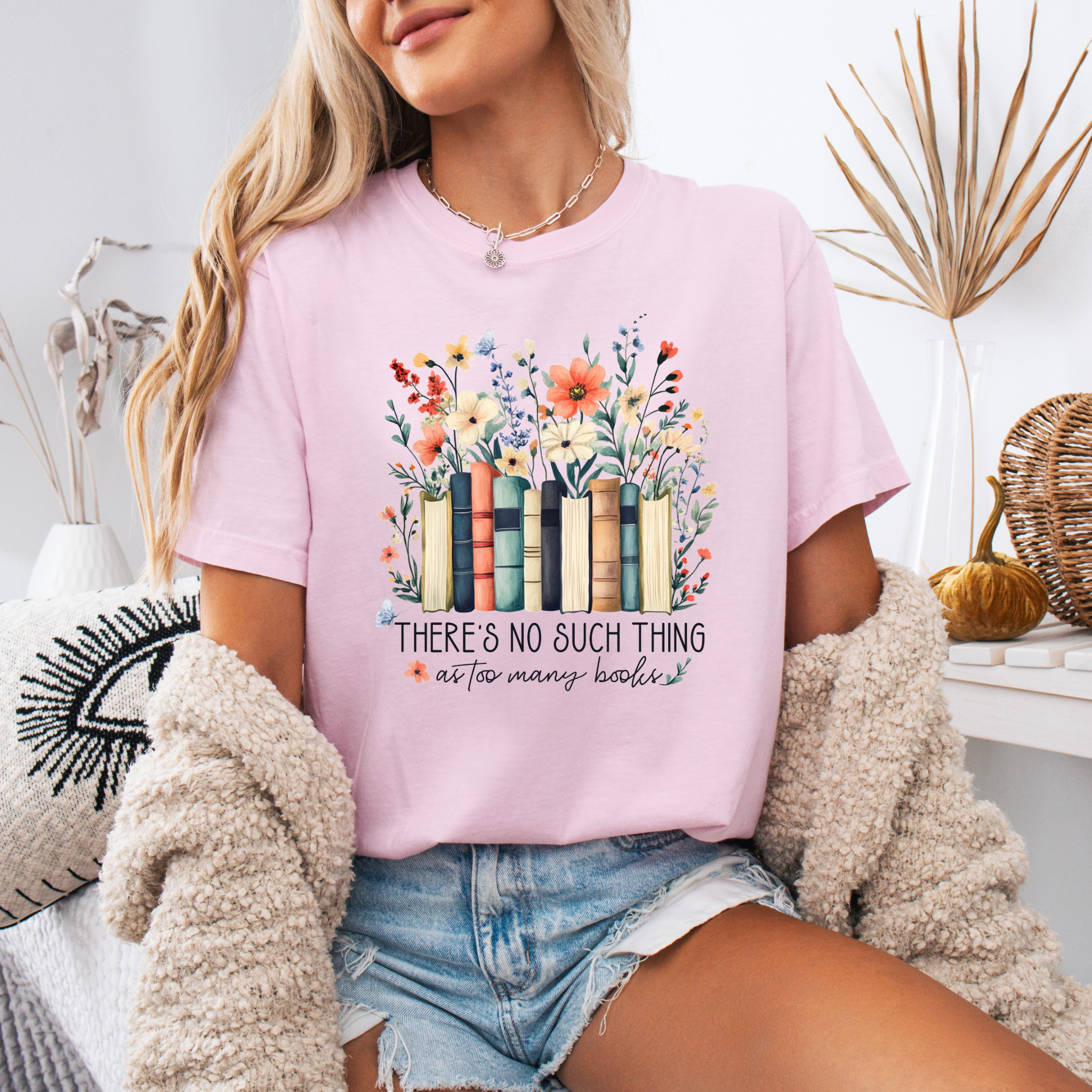 Blossoms and Books  T-shirt 100% Organic Cotton