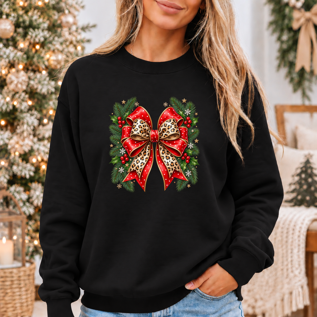 Wildly Merry Christmas Bow 🎀🎄✨  Cosy Christmas Sweatshirt