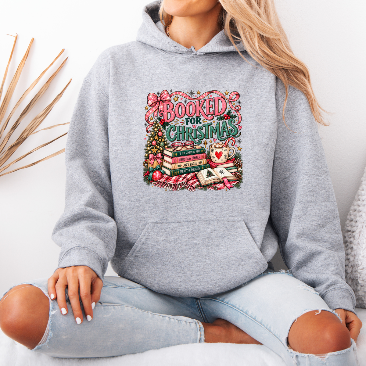 Booked for a Cosy Christmas 🎀📚🎄  Premium Christmas Hoodie