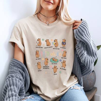 🌸 Cute Capybara Positive Vibes T-Shirt🐻 ✨
