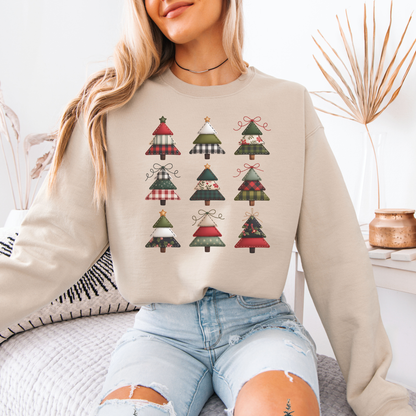🧵 Stitched Christmas Trees🎄 Organic Cotton Sweatshirt