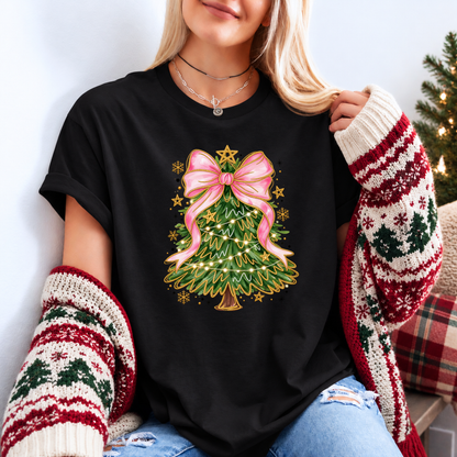 Pretty in Pink Christmas Magic 🎀🎄✨ Organic Cotton Christmas T-Shirt