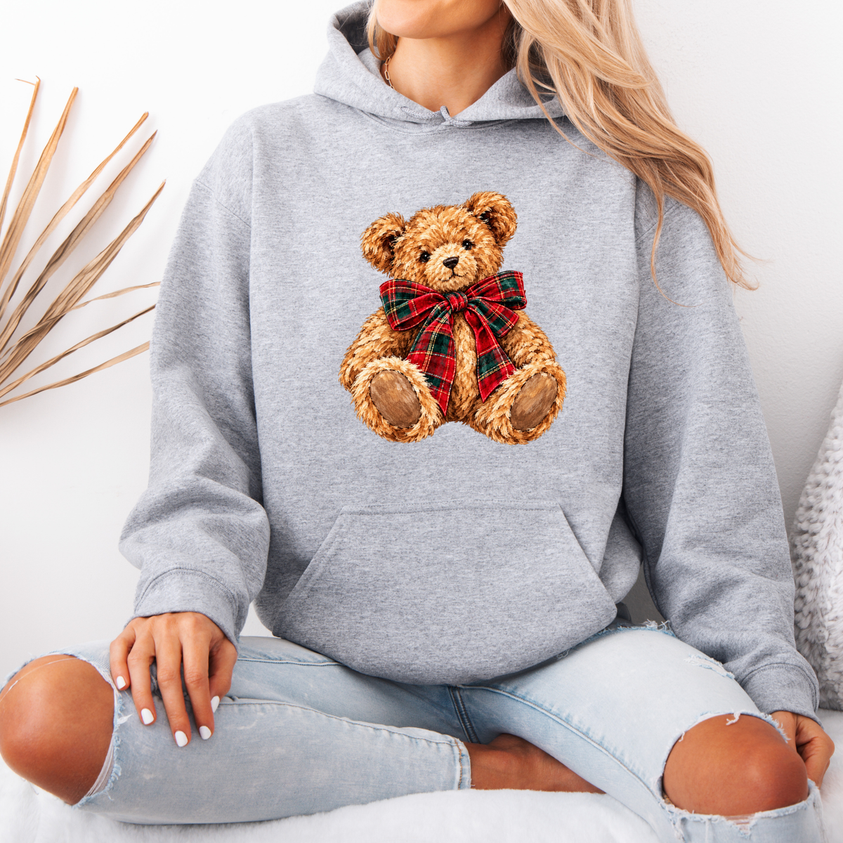 The Cutest Little Christmas Teddy 🧸🎀  Premium Christmas Hoodie
