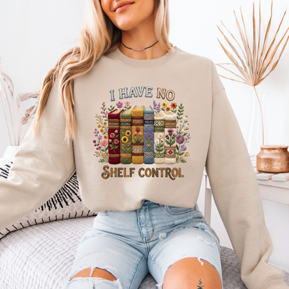 📚🌸 “No Shelf Control” Book Lover Floral Organic Cotton Sweatshirt✨