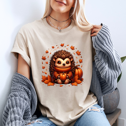 🧡 Autumn Vibes Hedgehog Tee 🍁🎃☕ 100% Organic cotton