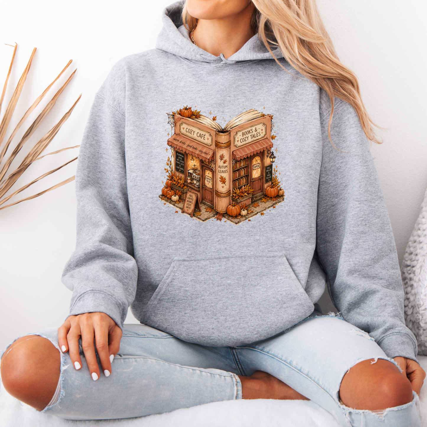 📚🍂 Cozy Café & Books Autumn Hoodie ☕🎃