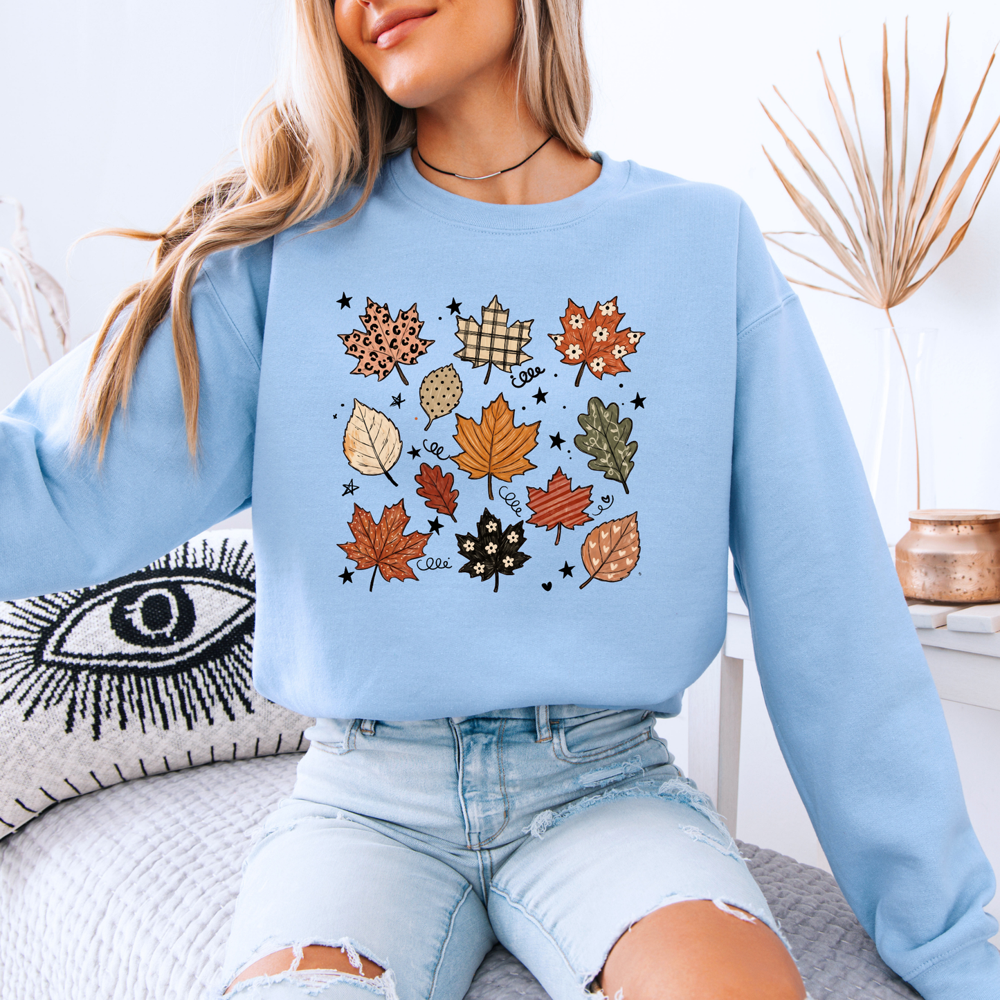 🍂✨ Whimsical Autumn Leaves Sweatshirt 🍁🤎🌿