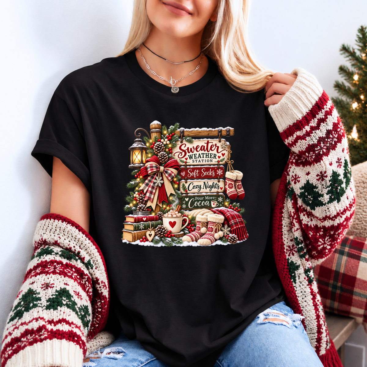 The Cosy Christmas Corner 🎄☕❤️ Organic Cotton Christmas T-Shirt
