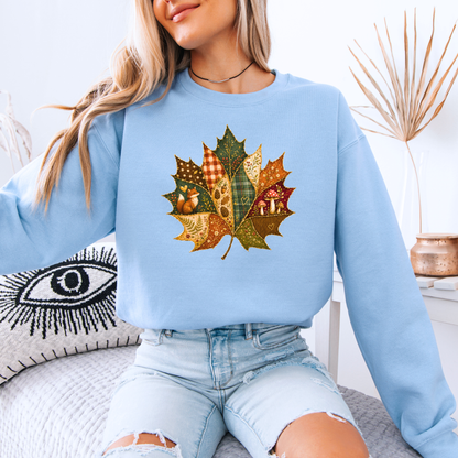 🍂🧵 Patchwork Autumn Leaf Soft Sweatshirt 🍁✨