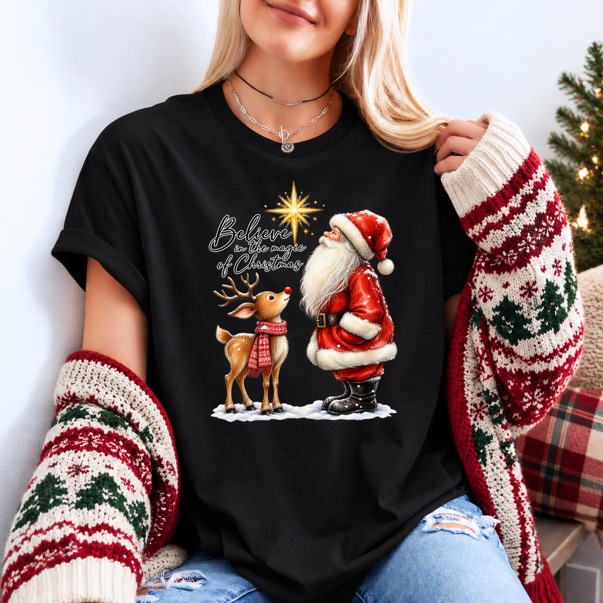Believe in the Magic of Christmas 🎅🦌✨ Organic Cotton Christmas T-Shirt