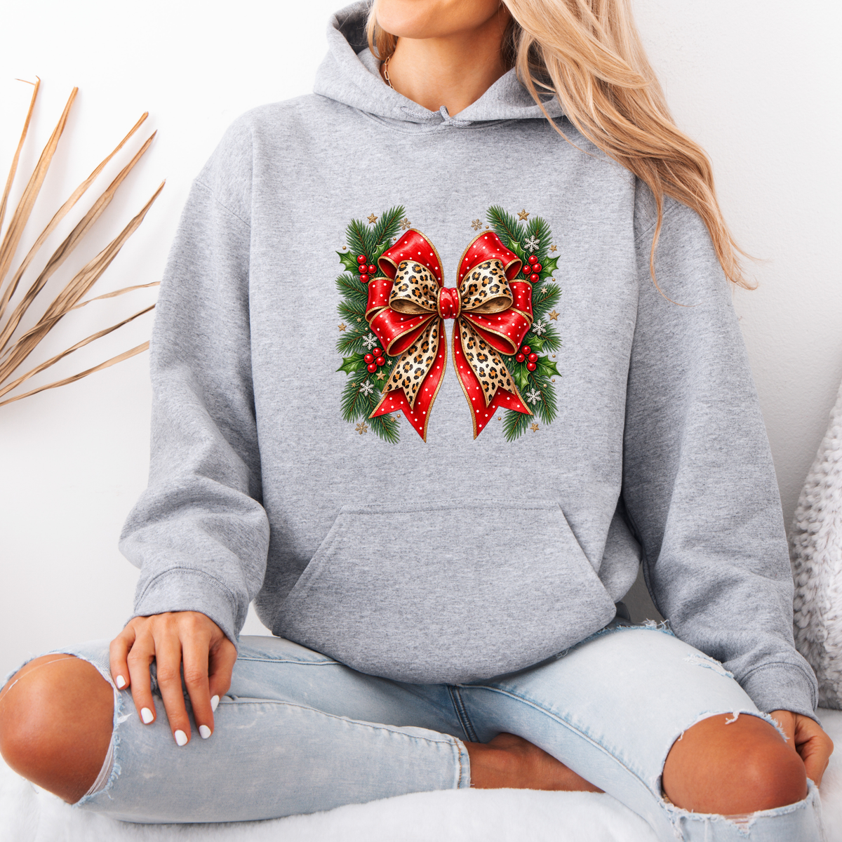 Wildly Merry Christmas Bow 🎀🎄  Premium Christmas Hoodie