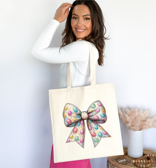 Twinkle Egg Bow Tote Bag 100% Organic Cotton