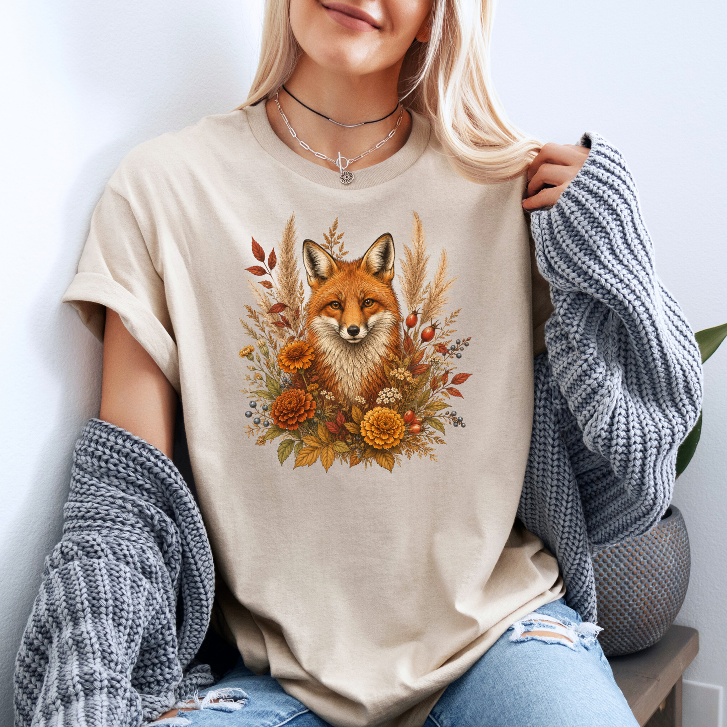 Autumn Fox and Wildflowers T-Shirt 🦊🍂