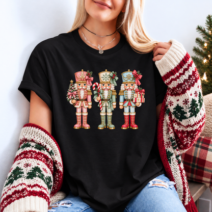 🎀 The Pastel Nutcracker Trio Organic Cotton Christmas T-Shirt