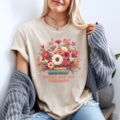 Books Are My Therapy📚🌸 t-shirt 100% Organic Cotton
