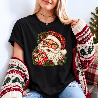 Santa's Merry Little Wink 🎅🎄✨ Organic Cotton Christmas T-Shirt