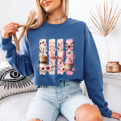 🩷☕ Coquette Coffee & Cupcake Sweatshirt 🎀🦋