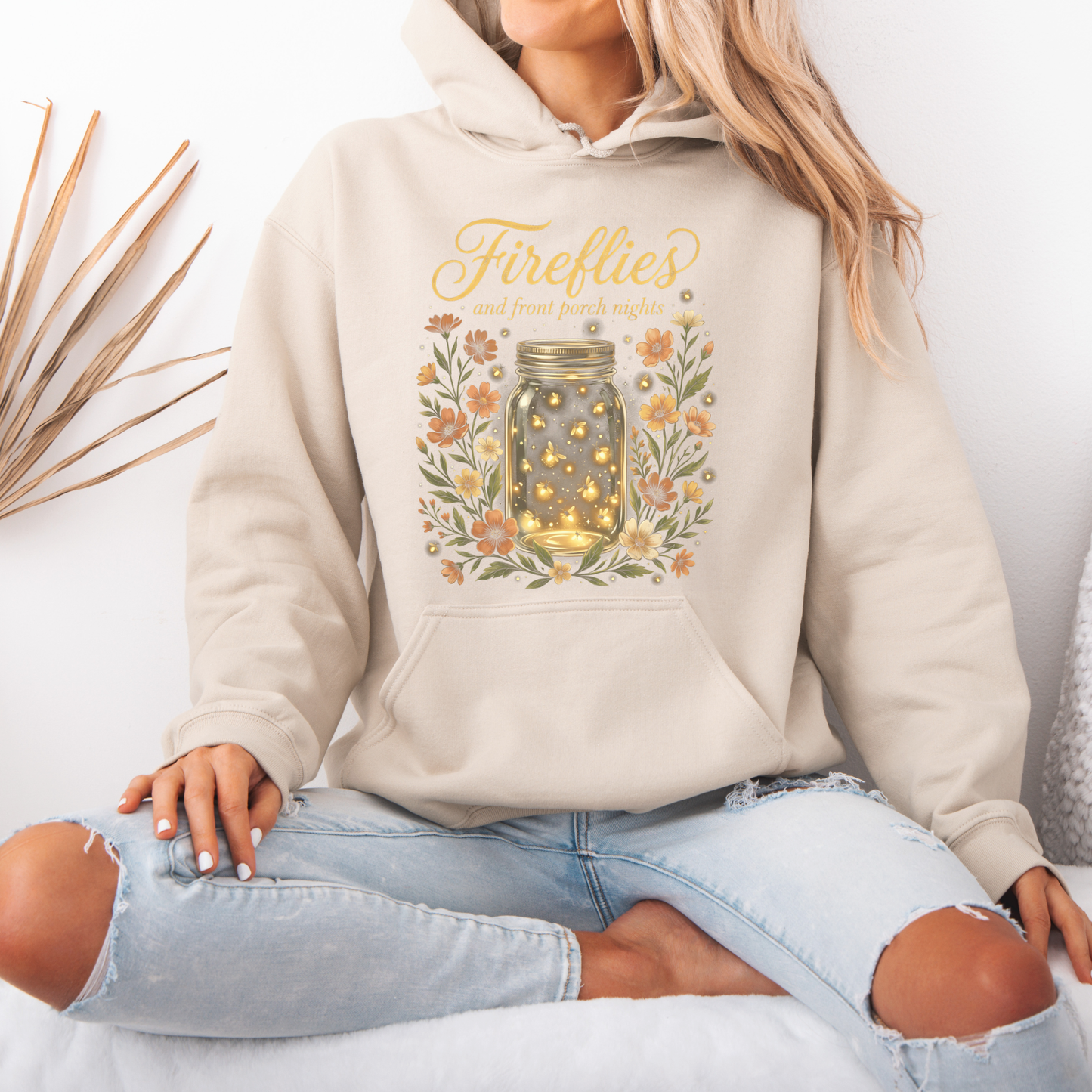 ✨🐞 Fireflies & Front Porch Nights Cozy Hoodie 🌙🌼💛