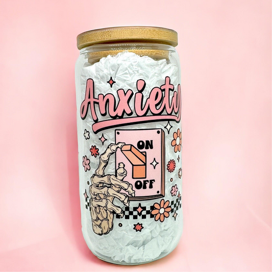 Anxiety 16oz (455ml) Iced Coffee Glass Cup