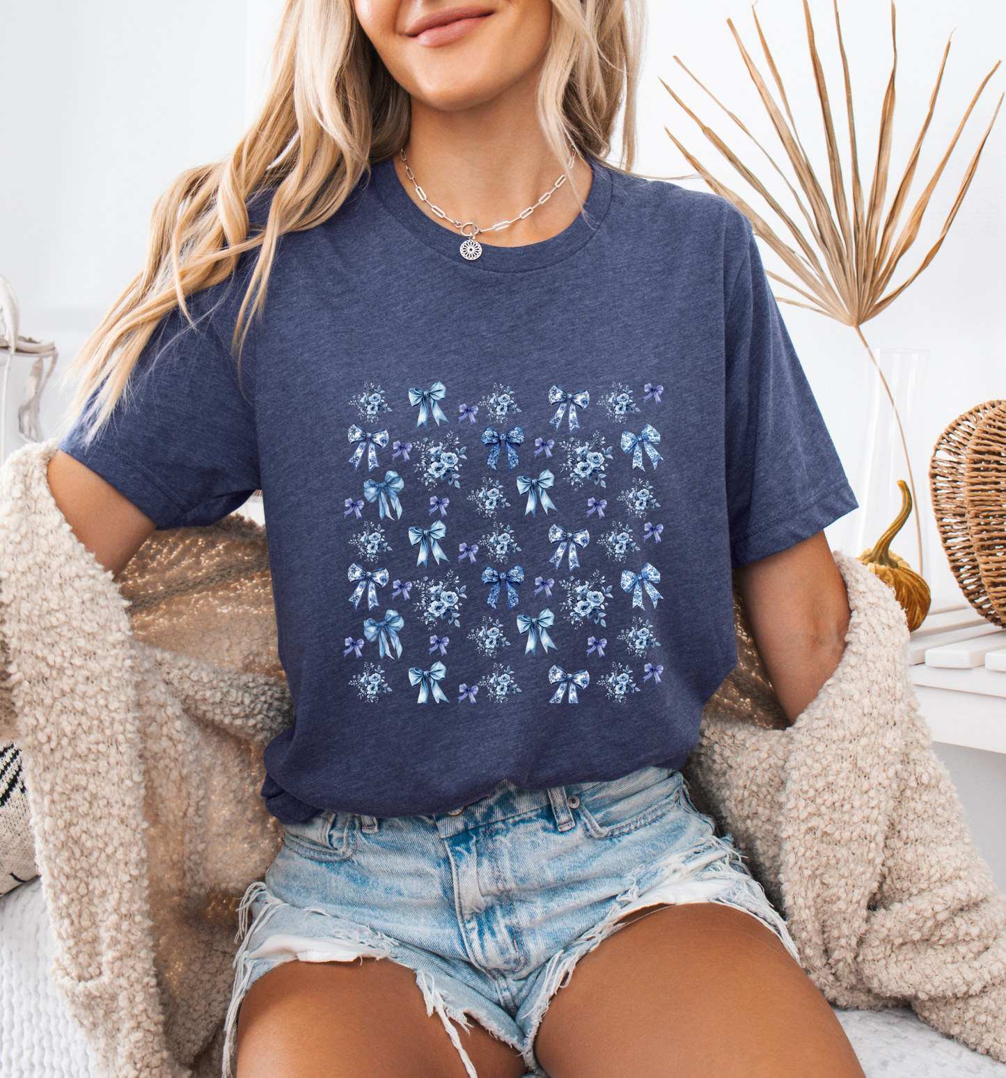 💙 Blue Ribbons & Florals Tee✨