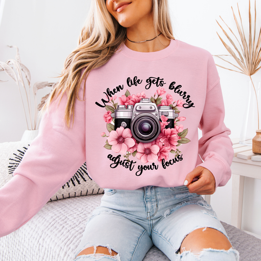 📸 “Adjust Your Focus” Floral Camera Sweatshirt 🌸✨