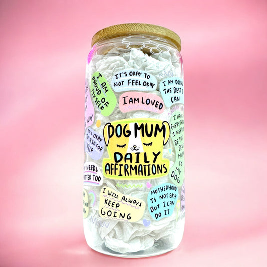🐶Dog Mum Daily Affirmations Glass Cup | 16oz 🐾✨