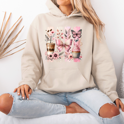 🎀☕ Coquette Coffee & Cupcake Hoodie 🦋✨