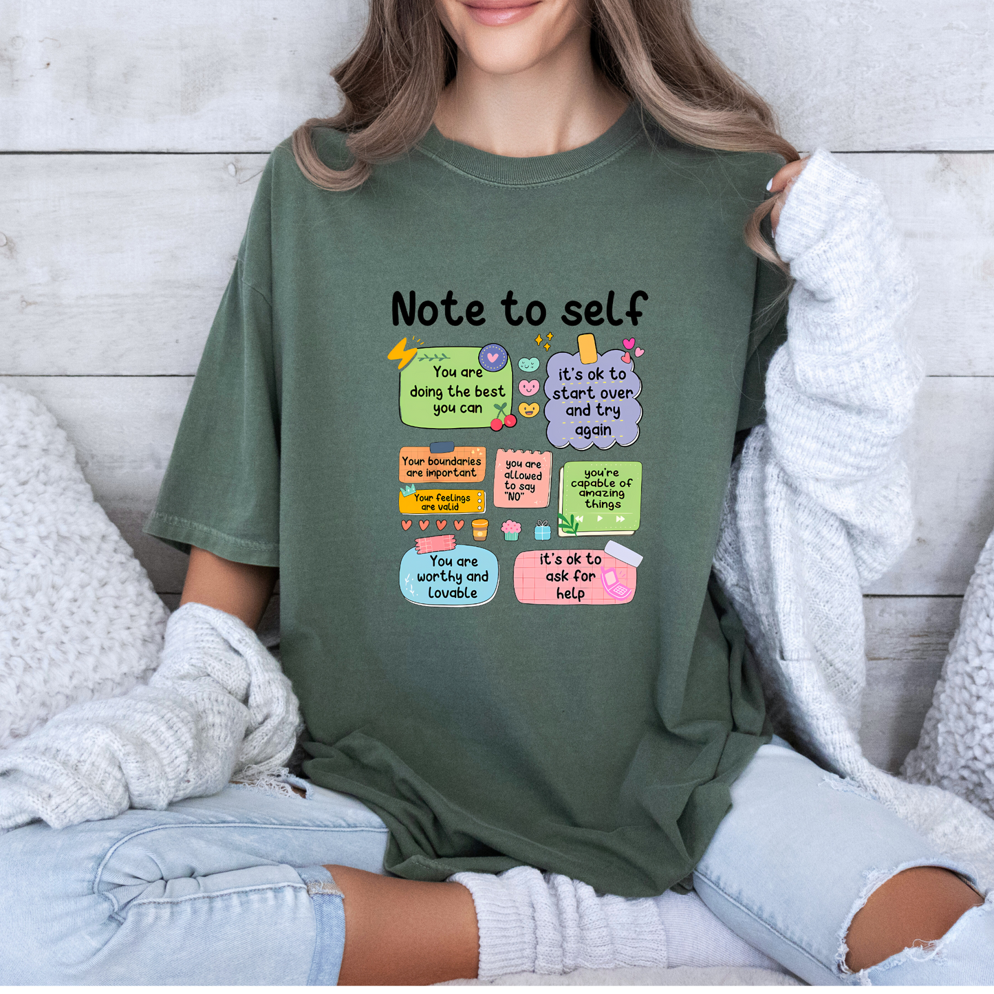 💖 Note to Self Affirmation t-shirt
