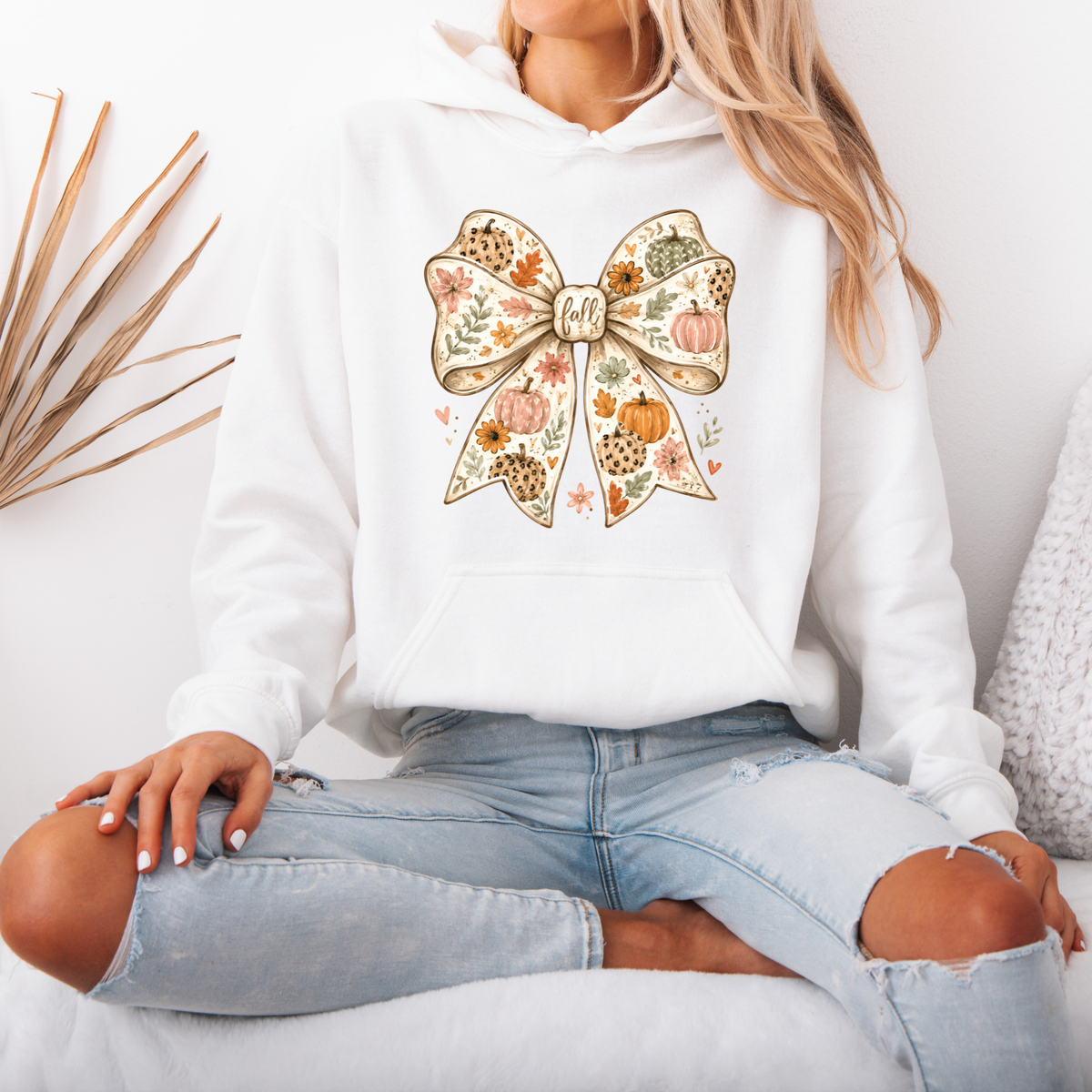 🎃🎀 Pumpkin Bow Fall Premium Hoodie 🍂✨