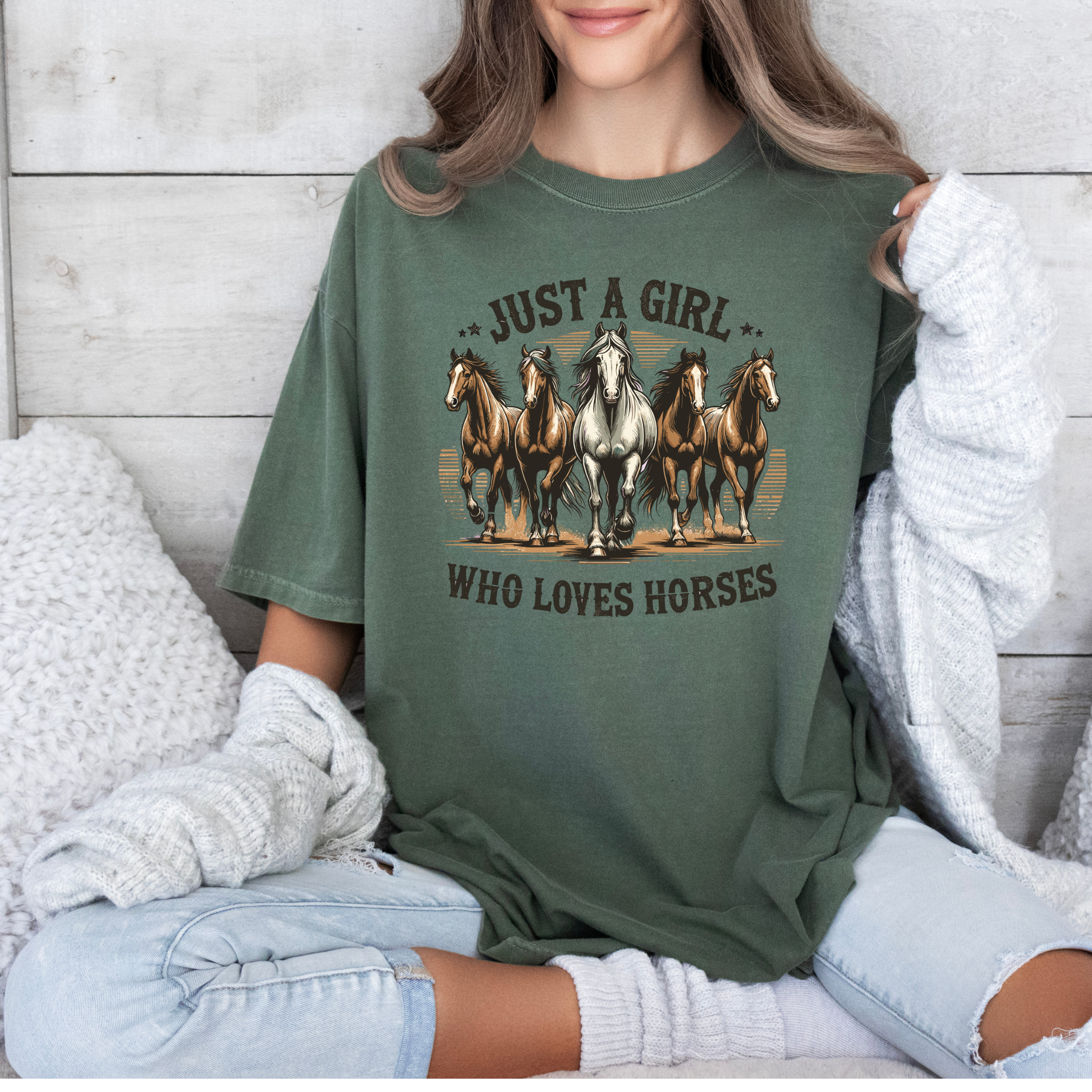 Just a Girl who loves Horses T-shirt 100% Organic Cotton