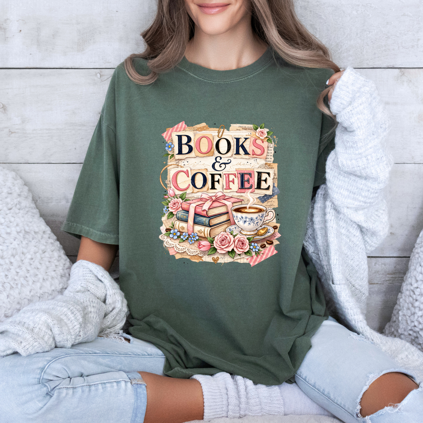 Books & Coffee Lover Graphic T-Shirt 🌸📖