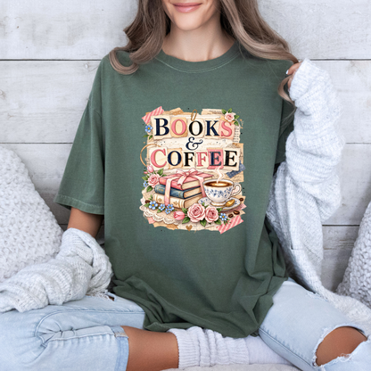 Books & Coffee Lover Graphic T-Shirt 🌸📖