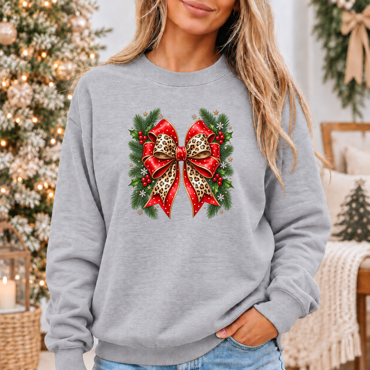 Wildly Merry Christmas Bow 🎀🎄✨  Cosy Christmas Sweatshirt