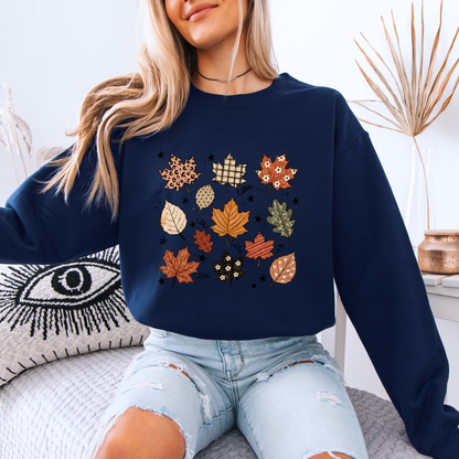 🍂✨ Whimsical Autumn Leaves Sweatshirt 🍁🤎🌿