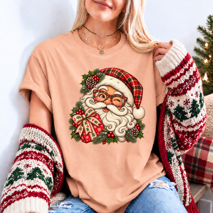 Santa's Merry Little Wink 🎅🎄✨ Organic Cotton Christmas T-Shirt