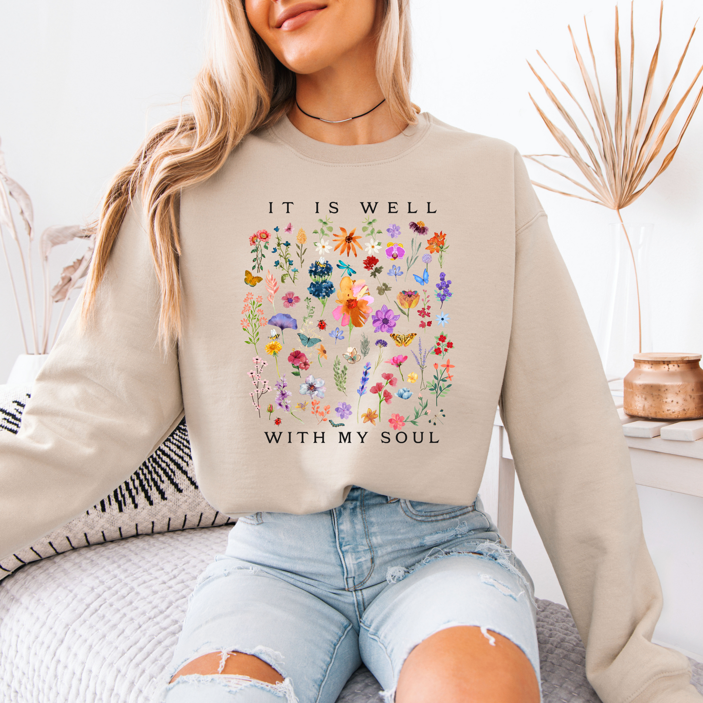 Peaceful Garden Cotton Sweatshirt