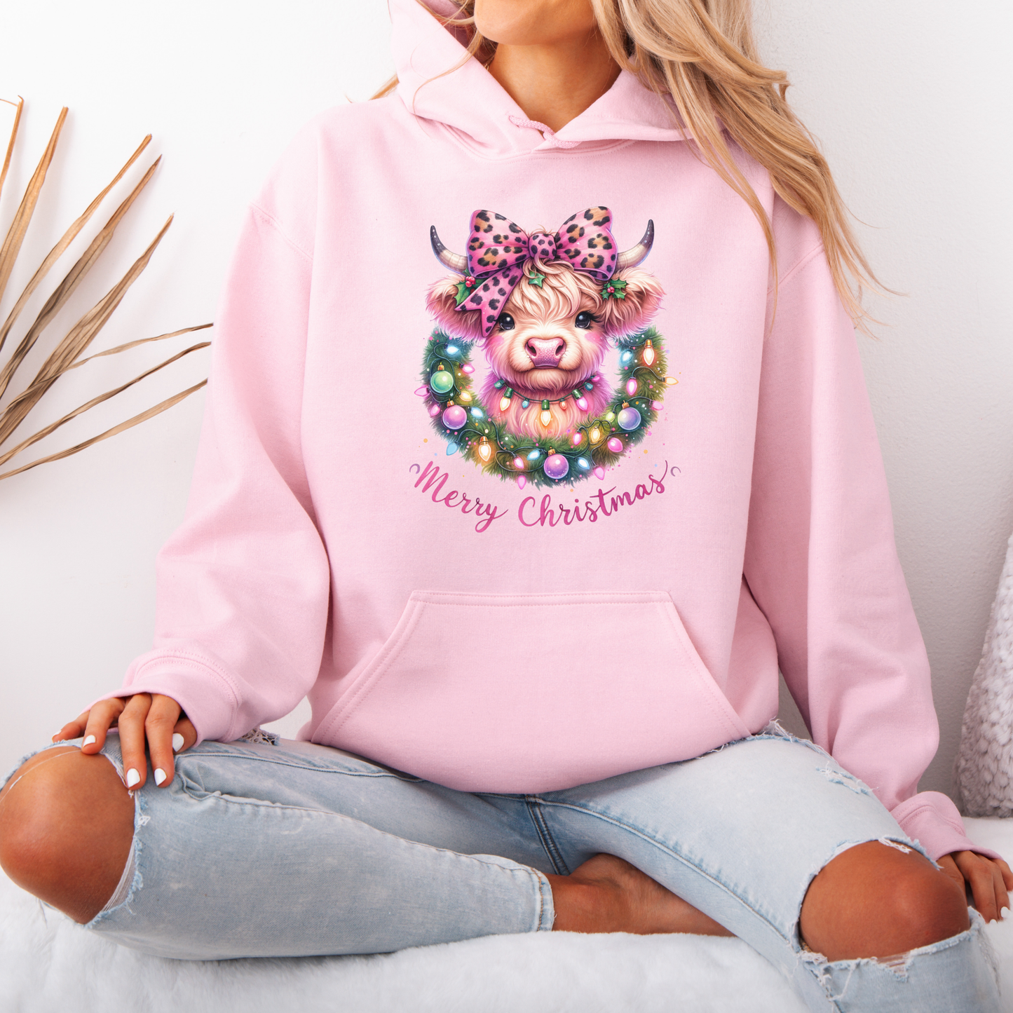 🎀🐮 Coquette Highland Cow 🐮🎀 Luxuriously Thick Hoodie