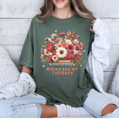 Books Are My Therapy📚🌸 t-shirt 100% Organic Cotton