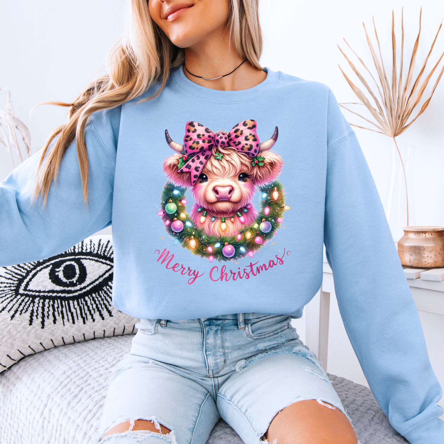 🎀🐮 Coquette Highland Cow 🐮🎀 Organic Cotton Sweatshirt