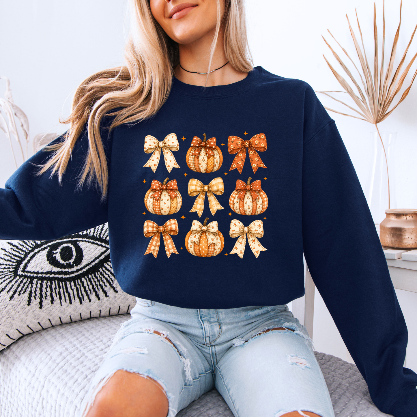 🎀🎃 Pumpkin Bows Autumn Sweatshirt 🍂✨