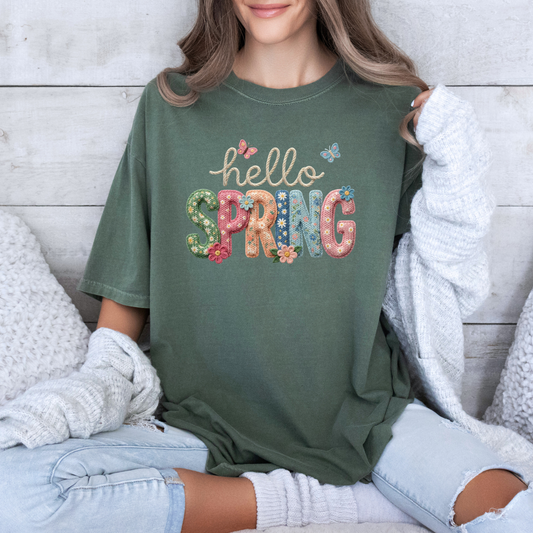 Hello Spring Floral Patch T-Shirt 🌸🦋