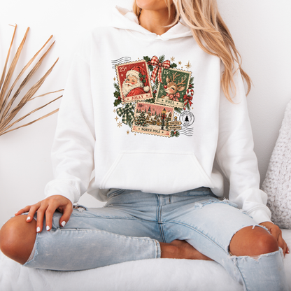 Vintage North Pole Post 🎅🏻🎄  Premium Christmas Hoodie