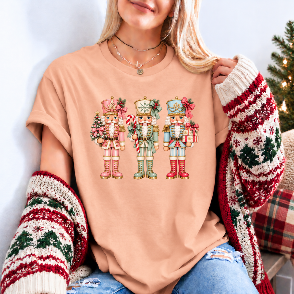 🎀 The Pastel Nutcracker Trio Organic Cotton Christmas T-Shirt