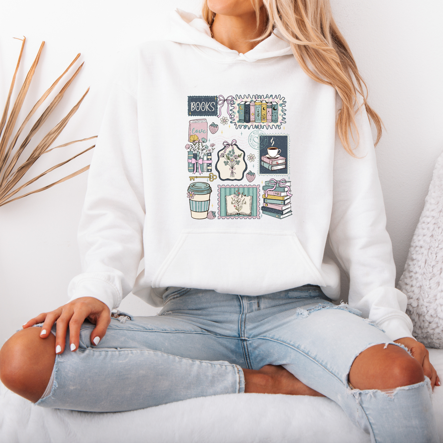 Luxurious Thick Cozy Book Lover Aesthetic Hoodie 📚☕🌿✨